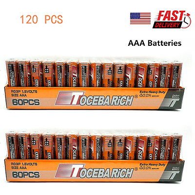 #ad 12 24 60 120 Pack AAA Batteries Extra Heavy Duty1.5v Lots New Fresh US Seller