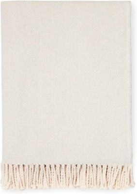 #ad Celine Herringbone 100% Cotton Throw Blanket Tin