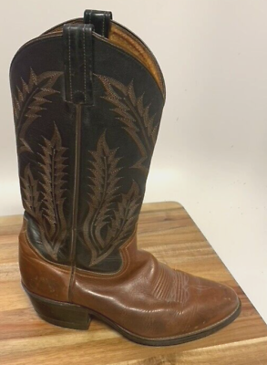 #ad Tony Lama Boots Western Cowboy Leather Brown Black Women#x27;s Size 7 D
