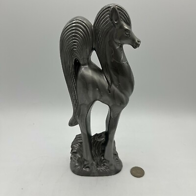 #ad Vintage Wales of Japan Variegated Silver Horse Ceramic Sculpture 10.5quot; H Greek