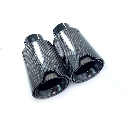 #ad ID 63mm Glossy Black Carbon Fiber Exhaust Tip Fit For M Performance Pipes