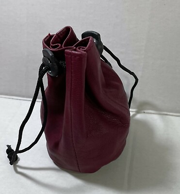#ad Soft Leather Drawstring Pouch with spring locks Coin Purse wrist pouch Brand New