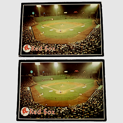 #ad Vintage Fenway Park Postcards Boston Red Sox Night Baseball Set of 2