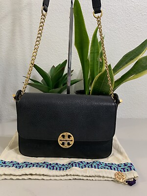 #ad Tory Burch Crossbody Black Leather Bag In Excellent Condition