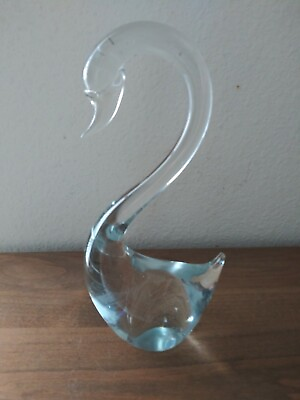 #ad Vintage Glass Art Swan 8quot;