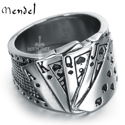 #ad MENDEL Mens Biker Casino Lucky Poker Ring Jewelry Men Stainless Steel Size 7 15