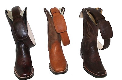 Men#x27;s Genuine Bull Shoulder Leather Cowboy Square Toe Rodeo Boot With Free Belt $125.99