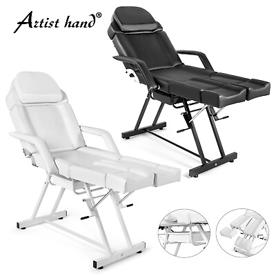 #ad White Black Adjustable Facial Bed Massage Table Split Legs Salon Tattoo w Tray