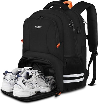 #ad Backpack Travel Backpack w Shoe Compartment Laptop Backpack USB Charging Port