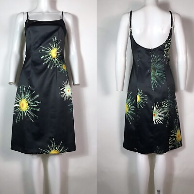 Rare Vtg Moschino Black Dandelion Print Dress S $258.00