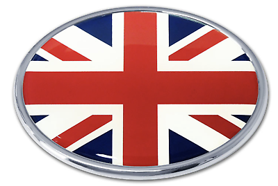 #ad united kingdom flag chrome auto emblem decal usa made