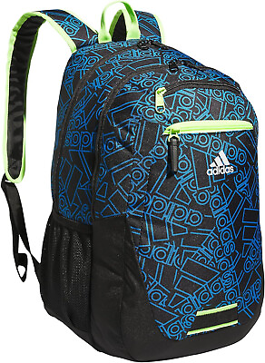 #ad adidas Boy#x27;s Blue BlackGreen Logo P Multi Foundation 6 Backpack 5156596 NWT