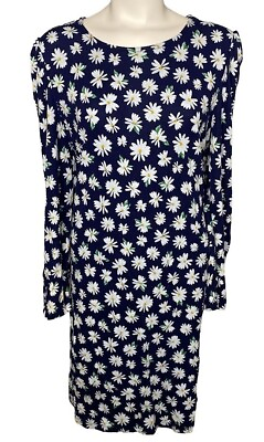 #ad Womens Old Navy Blue White Daisy Floral Long Sleeve Shift Dress Sz XL
