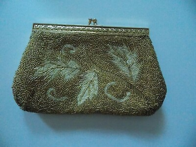 #ad   Vintage beaded evening bags a lot of two bags gold colored beads.