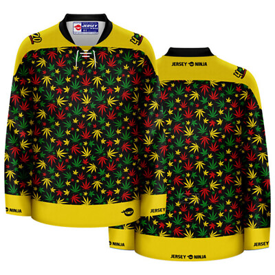 #ad Rasta Leaf Ugly Sweater Hockey Jersey
