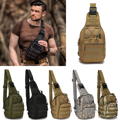 #ad Men Tactical Sling Chest Bag Pack Shoulder Bag Outdoor Hiking Sport Cycling Bag