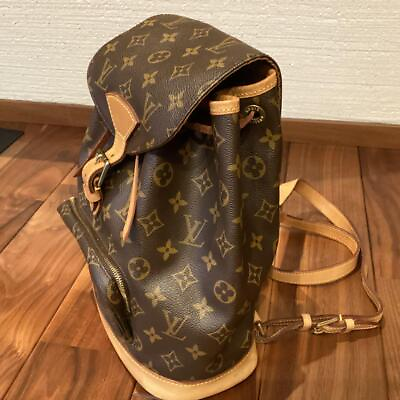 #ad Louis Vuitton LV Montsouris MM Monogram Daypack Backpack Leather Brown