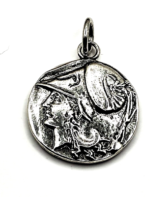 #ad Goddess Athena Coin Sterling Silver 925 Pendant