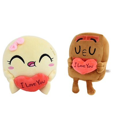 #ad 2PCS Choco And Pancake quot;I Love Youquot; Plush Doll Stuffed Food Pillow Toy Xmas Gift