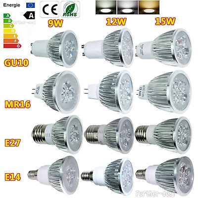 #ad Bright MR16 GU10 E27 E14 9W 12W 15W Dimmable LED Spotlight Light Bulb Lamp