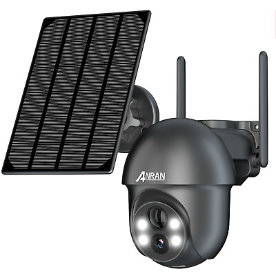 #ad ANRAN Home Security Camera System Solar Panel 360°PTZ Wireless 3MP Outdoor Audio