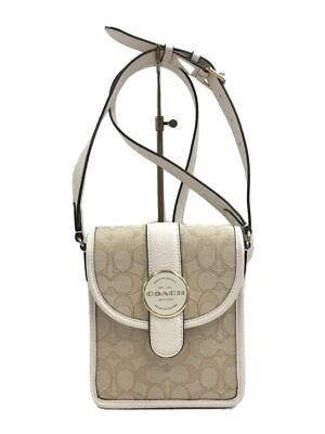 #ad COACH Shoulder Bag North South Loney Crossbody Canvas Beige Total Pattern Used