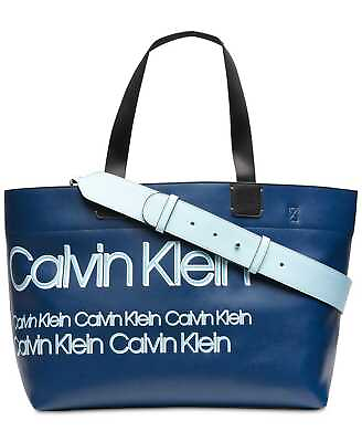 #ad Calvin Klein Tannya Extra Large Logo HandBag Tote Navy