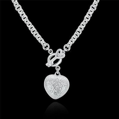 #ad Hot 925 sterling Silver Necklaces Crystal romantic Heart Key for woman jewelry