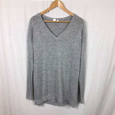#ad GAP Women#x27;s Long Sleeve V Neck Tunic Sweater Solid Gray Size Medium TALL