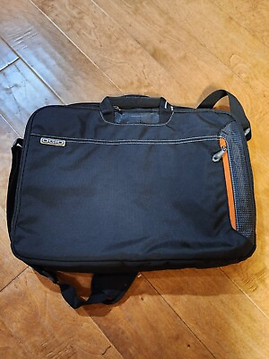 #ad OGIO Multi Zip Compartment Laptop Messenger Carrying Bag Padded Black Orange