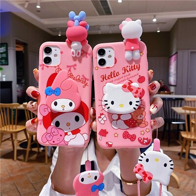 #ad For iPhone 15 Pro Max 14 13 12 11 X 6 7 8 Cute Hello Kitty 3D Phone Holder Case