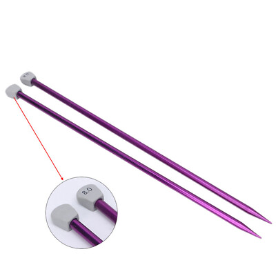 #ad 2 Pcs Aluminum Single Point Knitting Needles Pins Straight DIY Weaving Tool 50