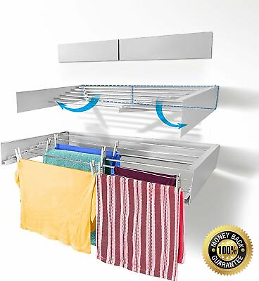 #ad HANGHOVER Clothes Laundry Drying Rack an Elegant Wall Mounted Hanger Folding