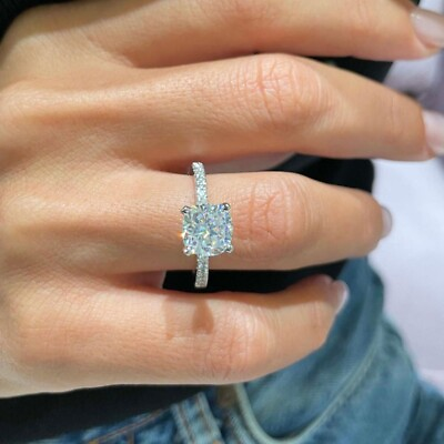 #ad Wedding Ring 0.30 Ct Semi Mount Cushion Cut Setting Diamond Solid 14k White Gold