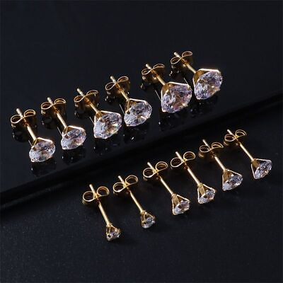 #ad Rounded Zircon Crystals Stud Earring Gold Silver Color Women Earrings 1pair