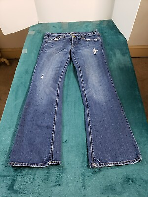 #ad American Eagle Jeans Sz 6 Womens Blue Mid Rise Stretch Pants Favorite Boyfriend