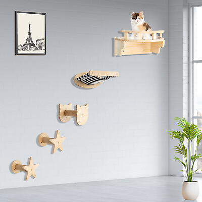 #ad Cat Wall Shelves Cat Activity Scratching Post Cat Climbing Tree with Platforms