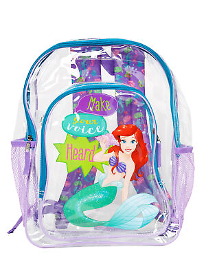 #ad Disney The Little Mermaid Ariel Clear Transparent Backpack 16quot;