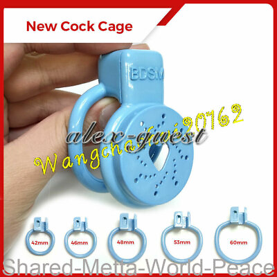 #ad Male Blue Chastity Cage Lock Device Belt Locking Constraint New Design Restraint