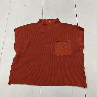 #ad Burnt Orange Knitted Short Sleeve Sweater Womens Size Medium NEW