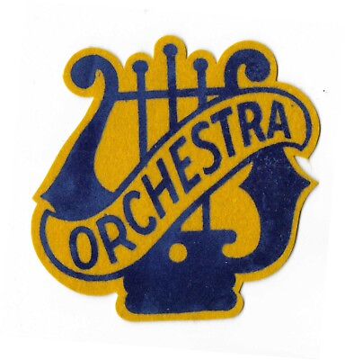 #ad Vintage Orchestra Blue on Yellow Felt High School Letterman Jacket 5quot; Patch New