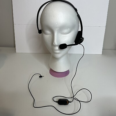 #ad 100% GENUINE BLACK MICROSOFT XBOX 360 OFFICIAL WIRED CHAT HEADSET W BOOM MIC