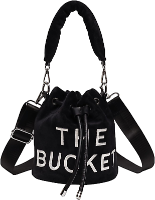 #ad Velvet Bucket Cross Body Bags for Women Drawstring Designer Shoulder Handbags Pu