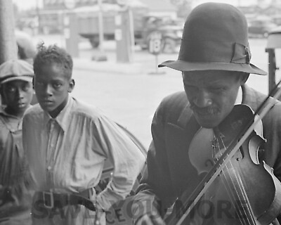 #ad Blind Street Musician Photo Music Fiddle Arkansas Black Americana 1935 8x10