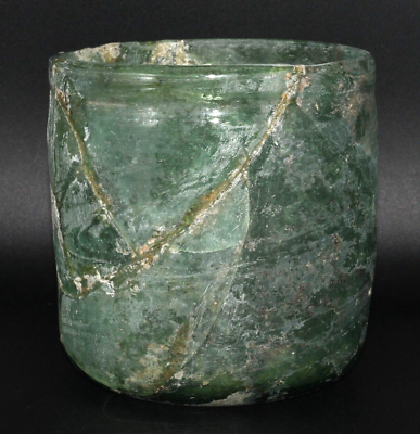#ad Large Ancient Roman Glass Cup Jar with Green Patina Circa 1st 3rd Century AD