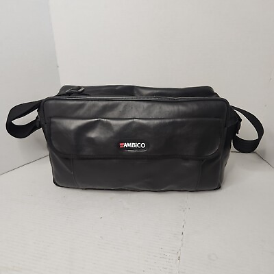 #ad AMBICO Camera Camcorder Messenger Style Bag Soft Padded Black Vegan Leather