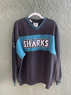 #ad San Jose Sharks NHL Hockey Rib Collar Embroidered Logo Long Sleeve Sweatshirt XL