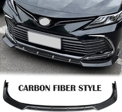 #ad Front Bumper Lip Spoiler For 2018 2022 Camry Sporty Style Carbon Fiber