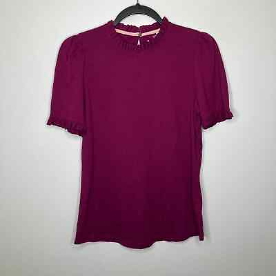 #ad NWT BODEN Supersoft Frill Detail T shirt Damson Berry 6