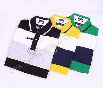 #ad Tommy Hilfiger Men Double Stripe Crest Polo Shirt Short Sleeve Free $0 Shipping